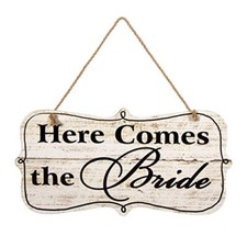 Darice 5915-070 Here Comes the Bride Sign with Jute Hanger, MDF, 18.75 X 9.5", 1
