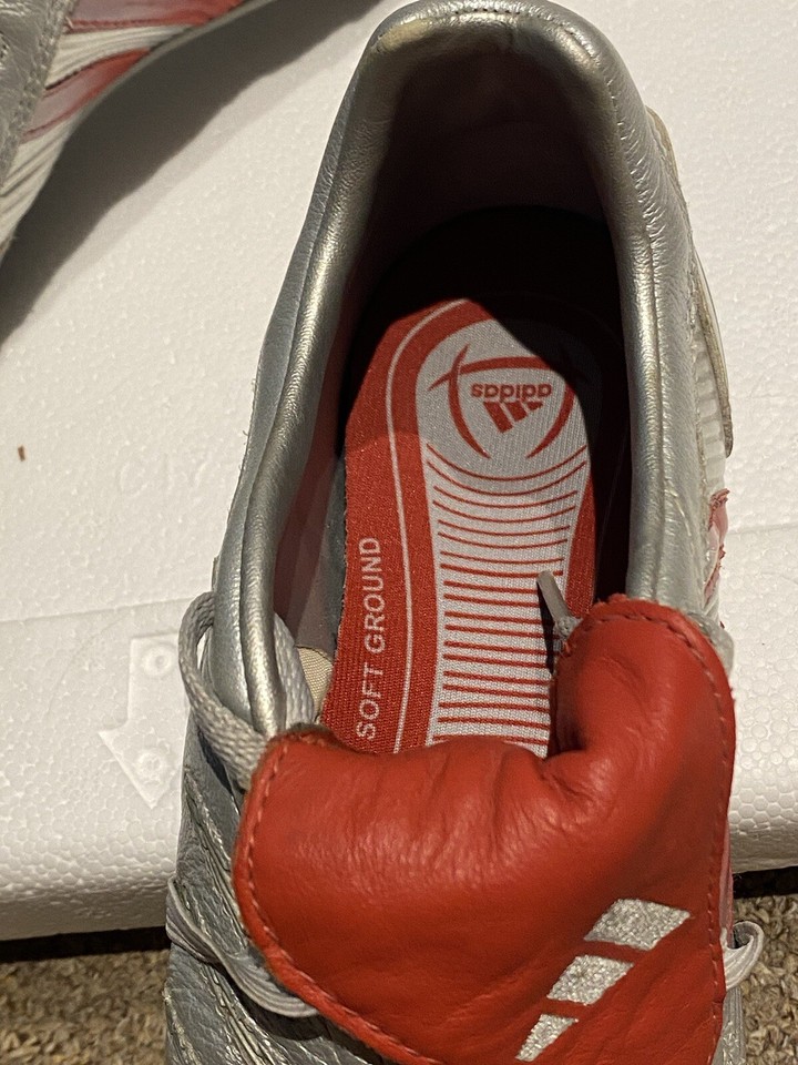 Adidas Predator Pulse Beckham Football Boots Silver Red vtg Size UK 5.5