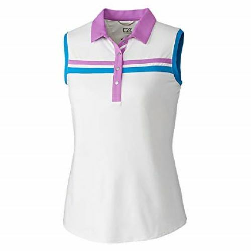 NWT Cutter & Buck Women's Brette Colorblock White Sleeveless Golf Polo