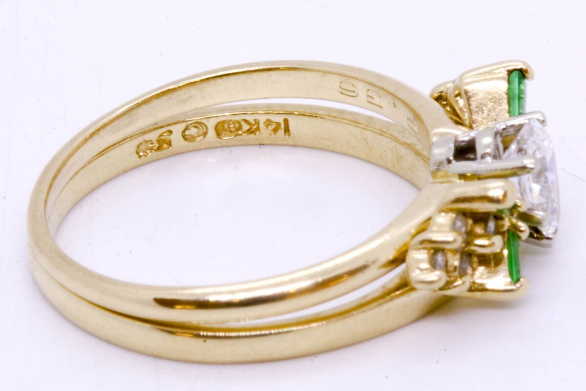 Exquisite 14K Solid Solid Yellow Gold Pear Diamon… - image 9