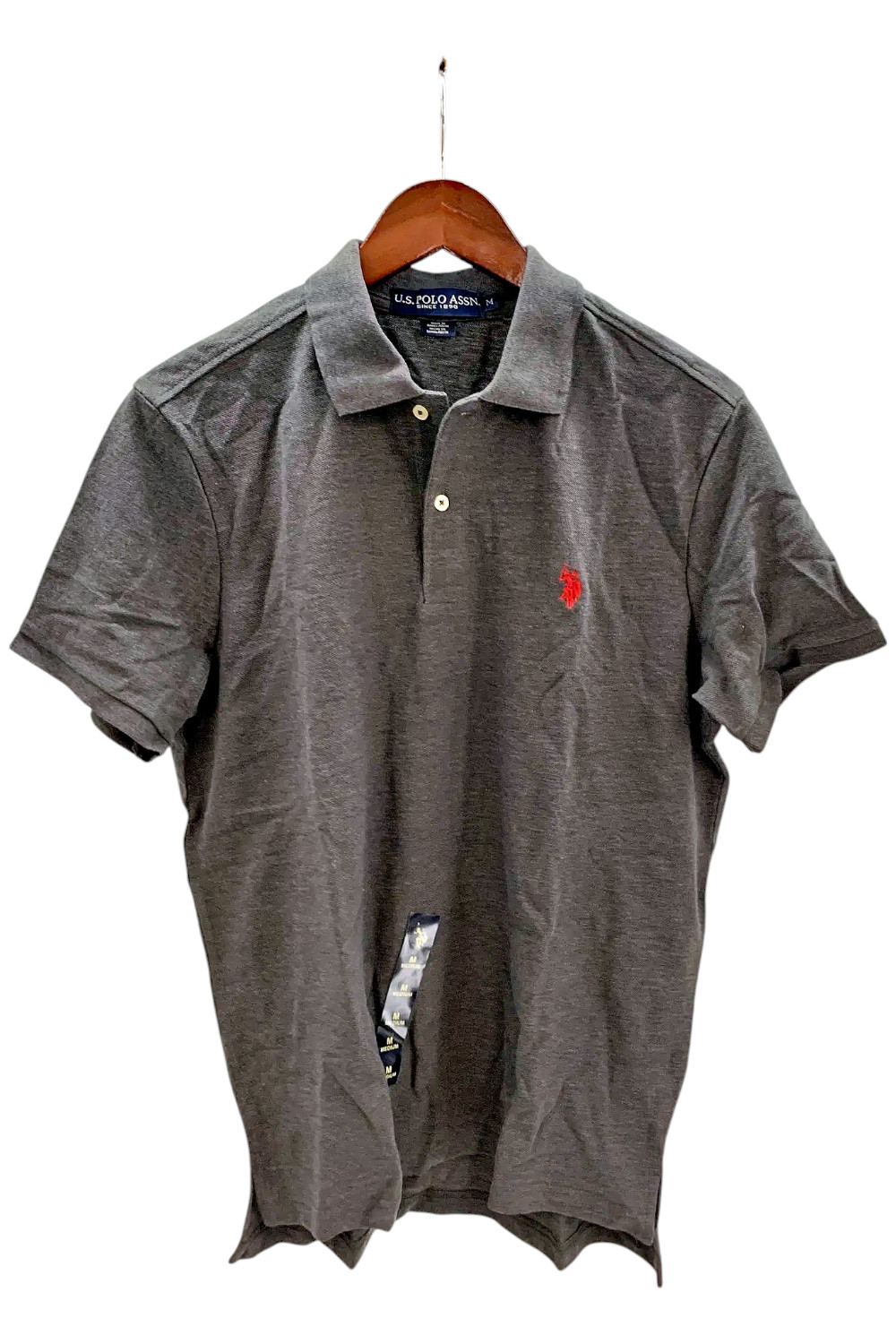 Американское поло Assn. Мужская классическая рубашка-поло Heather темно-серого цвета