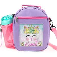 Personalised Lunch Bag Kitten School Girls Kids Cooler Box With Strap Gift KS110