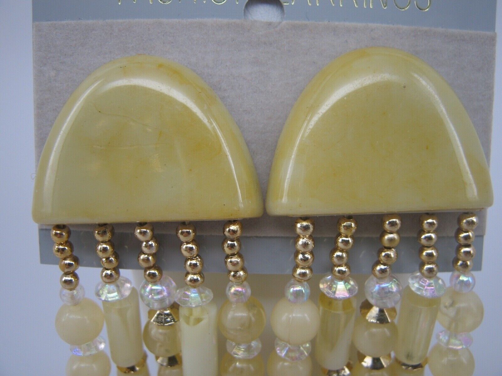 Lemon Yellow Dangle-Drop Rhinestone Earrings - image 3
