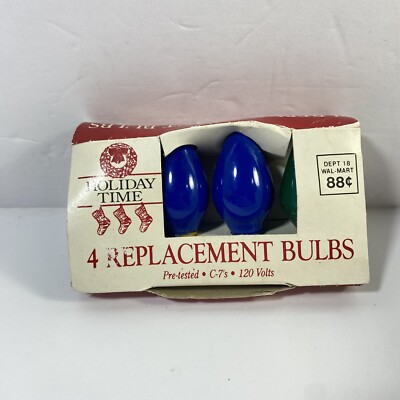 Replacement Bulb 4 Blue Green C-7 120 Volts Holiday Christmas  Lights