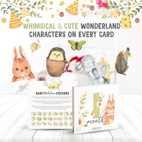 Set of 24 Baby Monthly Milestone Stickers Unisex 1st Year Holidays Life Events - Picture 8 of 9