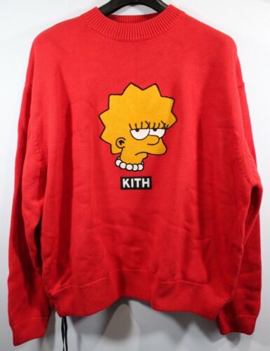 Kith x The Simpsons Lisa Intarsia Red Knit Sweater Limited Mens Size X-Large New - Afbeelding 1 van 6