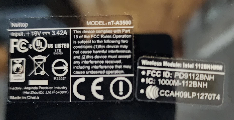 NetTop USFF PC NT-A3500 AMD 1.6 E-350 Radeon HD 6310 WiFi 2GB RAM - Image 3 of 4