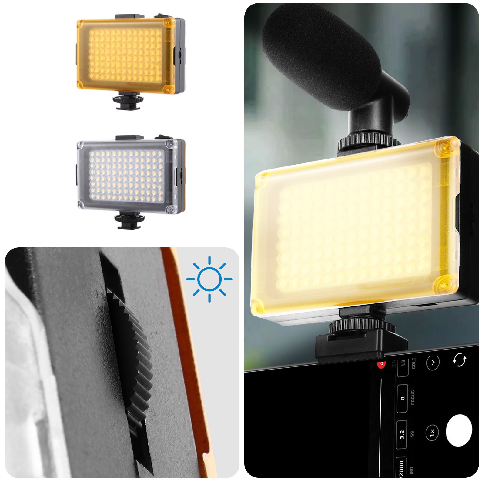 Kit vlog smartphone contre les vidéos floues avec micro et LED