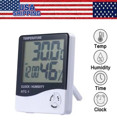 Thermometer Indoor Digital LCD Hygrometer Temperature Humidity Meter Alarm Clock