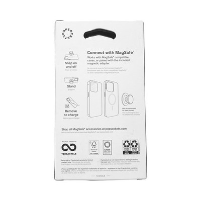 PopSockets: PopGrip Round per Magsafe - Anello Adattatore per MagSafe Incluso - Supporto e Impugnatura per Telefoni Cellulari e Custodia con un Top Intercambiabile - Boca Aura
