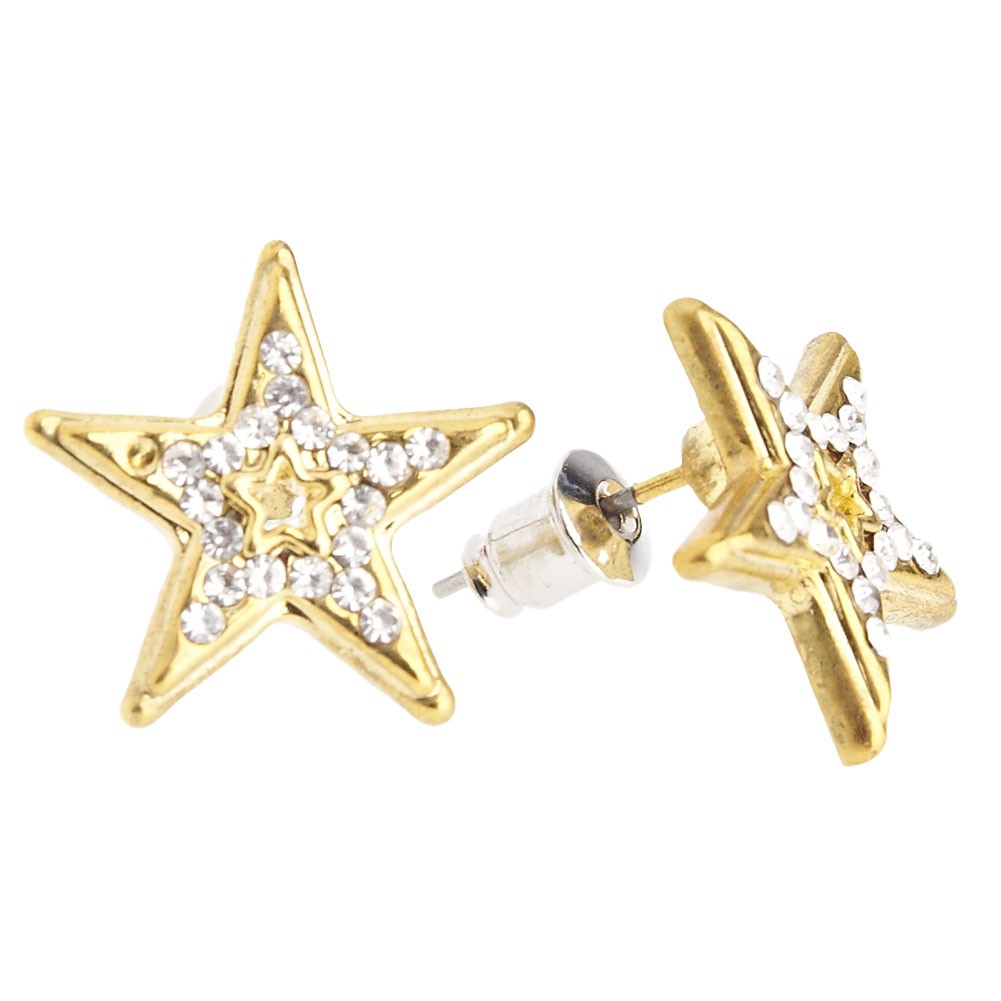 Шкатулка для украшений Iced Out Ohrstecker - золотая ЗВЕЗДА диаметром 15 мм 1790₽