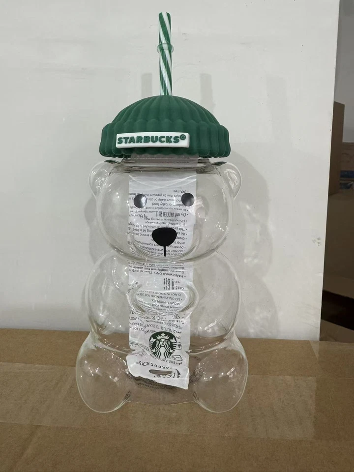 ¡LO ÚLTIMO! Taza de paja de oso, taza de vidrio de oso lindo con tapa y pajita, taza de botella de vidrio de oso Foto 4 de 4