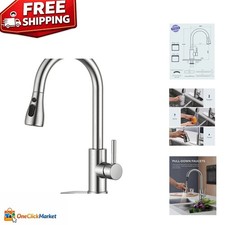 Elegant High Arc Kitchen Faucet in Brushed Nickel - 360 Swivel, Easy to Install