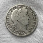 1905-P Barber Half Dollar 90% Silver 50c Philadelphia US Coin