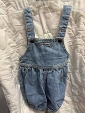 Baby GUESS Denim Jean Overalls Vintage, Size 9 Months, Blue