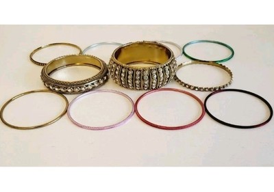 11 Multicolor Bangles Set, Unisex Costume Jewellery, Fashion Wrist Wear