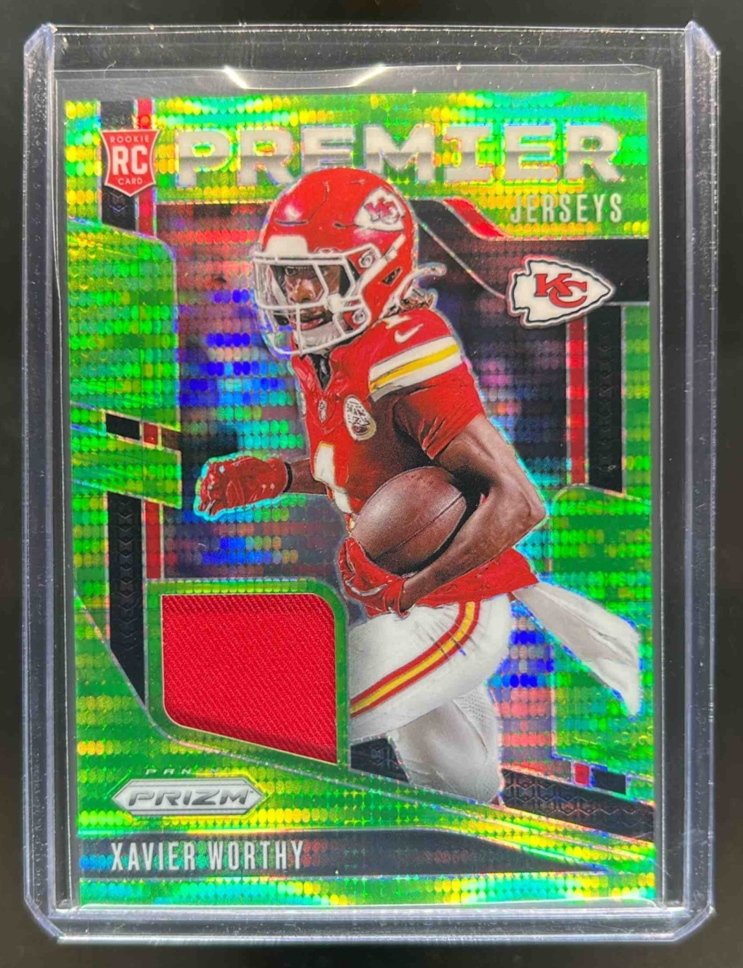 2024 Prizm Xavier Worthy Premier Jerseys RC Neon Green Pulsar #PJ-XWY Chiefs