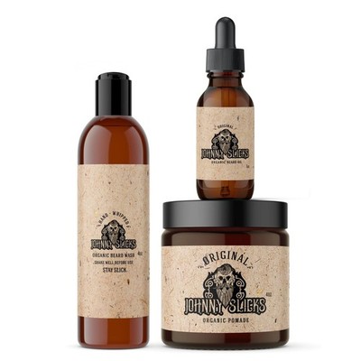 Johnny Slicks Hair and Beard Grooming Kit | Organic Pomade, Beard Oil, Beard ...