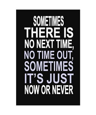Sometimes There is No Next Time, No Time Out, Sometimes it's Just Now or Never: 
