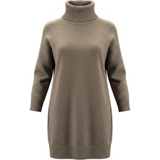MNG Mango Turtleneck Sweater Dress Womens XS Brown Knit Oversized Mini