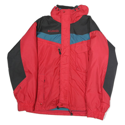 Columbia Outdoorjacke Herren rot & schwarz L Polyester uni Reißverschluss Kapuze