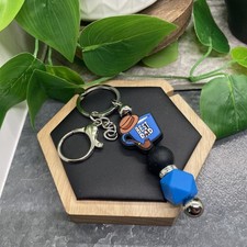 5" Silver-Tone Best Dad Silicone Bead Purse Tumbler Charm Keychain B6841