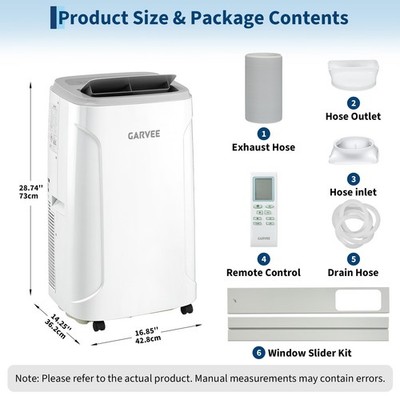 12000 BTU Portable AC Unit with Remote Control for Bedroom Rooms Air Conditioner