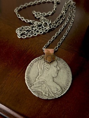 Antike 1780 M. Theresia Österreich Silber Taler Münze Halskette