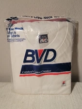 Vintage BVD Men's Short Sleeve White Crew Neck T-shirts Size XL 46-48 (3PK) USA