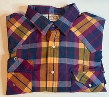 Western Frontier Shirt Mens XLT Red Plaid Western Pearl Snap Rodeo USA Made