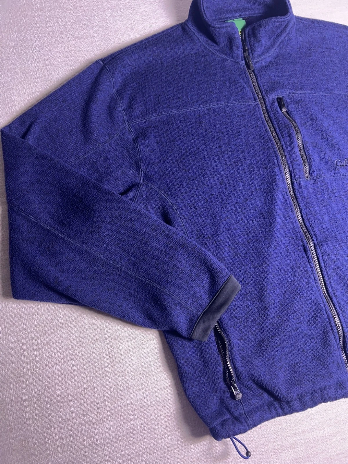 Cabela's Fleece Jacket Men Large Blue Full Zip Zipper Pockets - Size L - product detail image 2