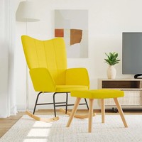 Schaukelsessel Mit Hocker Senfgelb Stoff Sessel Relaxsessel