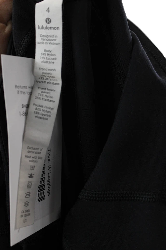 Lululemon 女式网眼拼布弹性腰懒人打底裤黑色 2 码 — 第 4/4 张图片