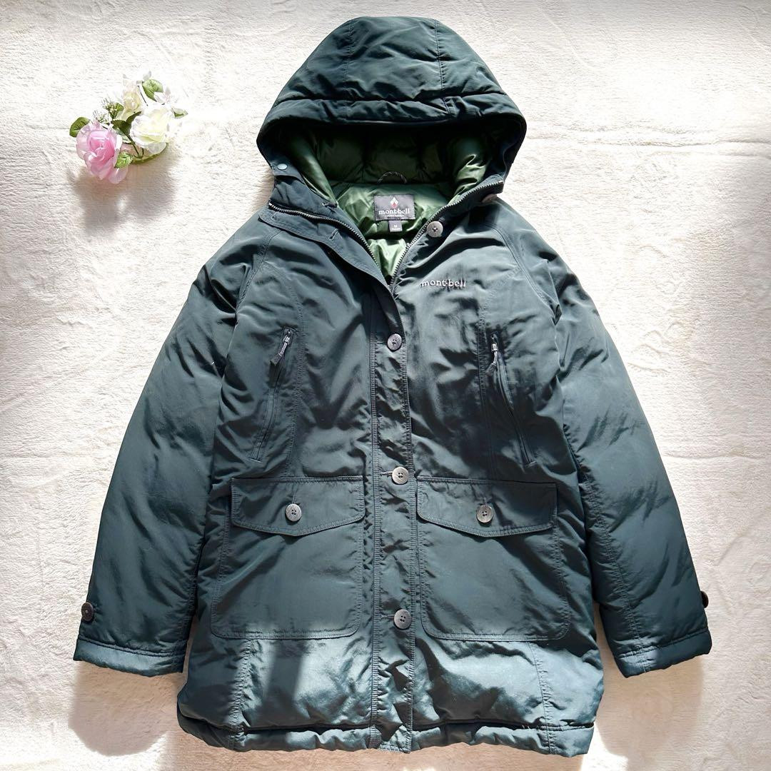 Excellent Used Montbell Women Down Jacket M Husky Coat Khaki Moss 