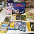 1999 Pokemon Team Rocket Meowth Tin Lunch Box Storage Bin Vintage TCG Card Lot