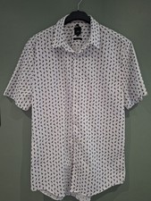 Worn Once RIVER ISLAND White Blue PAISLEY Print SHORT Sleeve MUSCLE SHIRT M