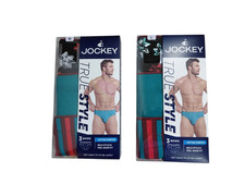 Jockey True Style Bikini 3  Pack M L Cotton Stretch Festive Bows Green Stripe NWT