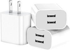 3 Pack USB Wall Charger, Dual Port Plug Adapter for Wall Outlet Charging Block, 