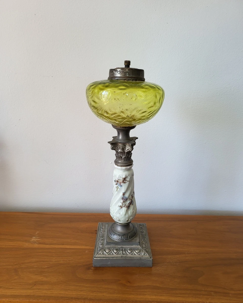 ANCIENNE LAMPE A HUILE A POMPE EN ETAIN 19EME 12318-5-2
