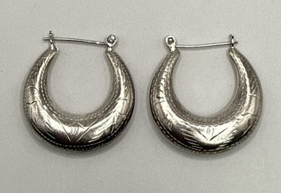 Sterling Silber geätzte große Creolen 6,7 Gramm