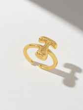 Gold Plated Adjustable Open Ring Letter T For Women Fashion Jewelry