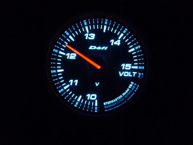 Defi Racer Gauge DF11901 Volt Meter 60mm Blue Illumination Near Mint JAPAN - Image 2 of 4