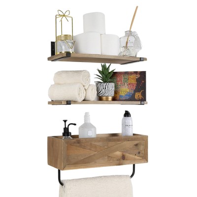 Rustic Farmhouse Bathroom Shelves Wall Mounted   Industrial Floating Shelves ...
