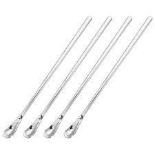 4Pcs 7.6" Stainless Steel Mixing Spoon Cocktail Stirrer Stirring Spoon Silver