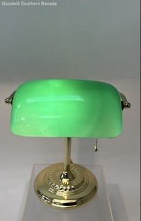 Unbranded Green & Gold Metal & Glass Desk Lamp