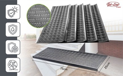 Treppenmatten Gummi 5er-Set TRAPA 25x75cm schwarz rutschfest 5 Stück Stufenmatte