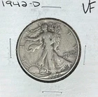 1942-D WALKING LIBERTY SILVER HALF DOLLAR  ~ VF  ~ NICE COIN ~ 90% SILVER
