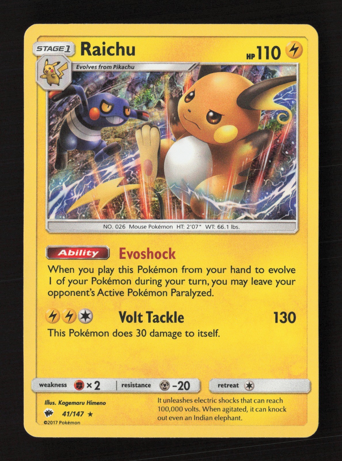 Raichu 41/147 SM - Burning Shadows LP Pokémon TCG