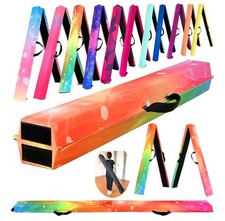 6FT Folding Gymnastics Balance Beam - Extra Firm Suede  Anti-Slip, Carry Bag