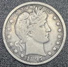 1897 Barber Silver Quarter 25c Full Liberty Fine